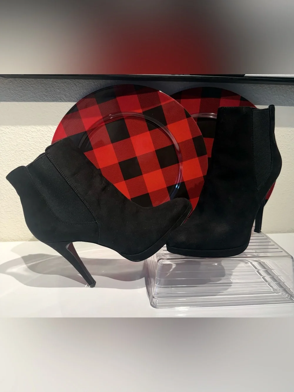 Nine West Black Suede High Heel Ankle Boots
